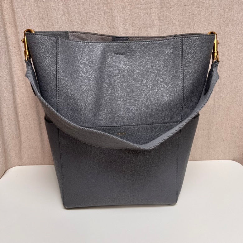Luxury Bag Gray Shoulder Bag Leather Bucket