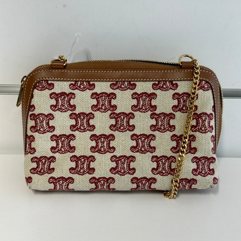 Luxury Chain Bag In Red And Stylish Canvas Monogram Shoulder Bag