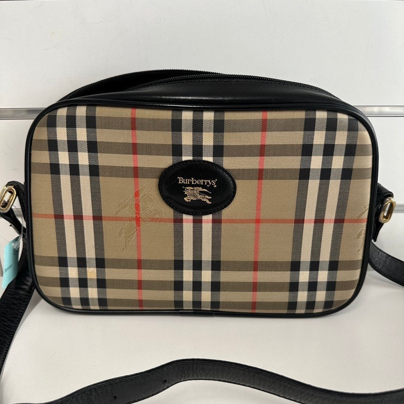Burberry Luxury Check Plaid Crossbody Bag Beige