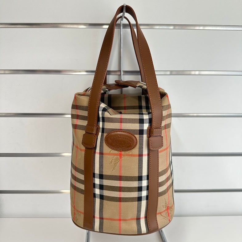 Burberry Luxury Plaid Tote Handbag Beige Tote Bag