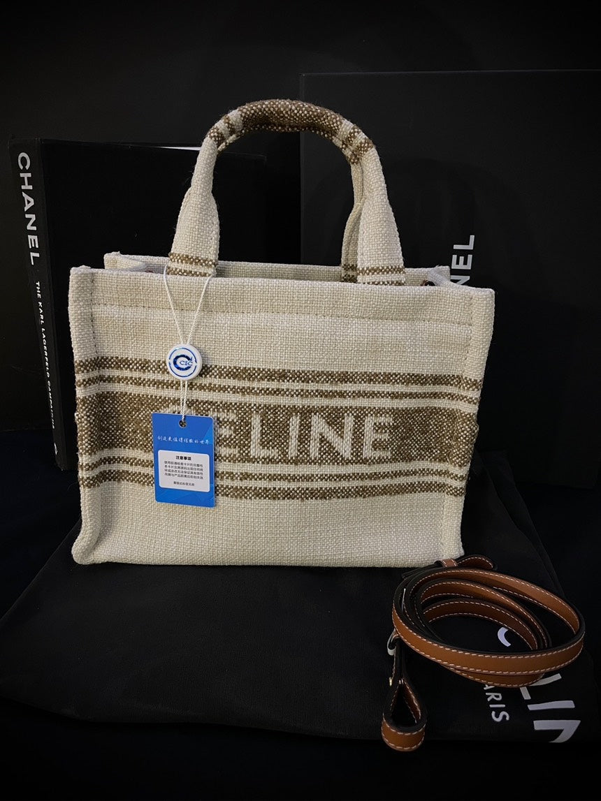 Luxury Tote Bag Brand New With Long Canvas Beige