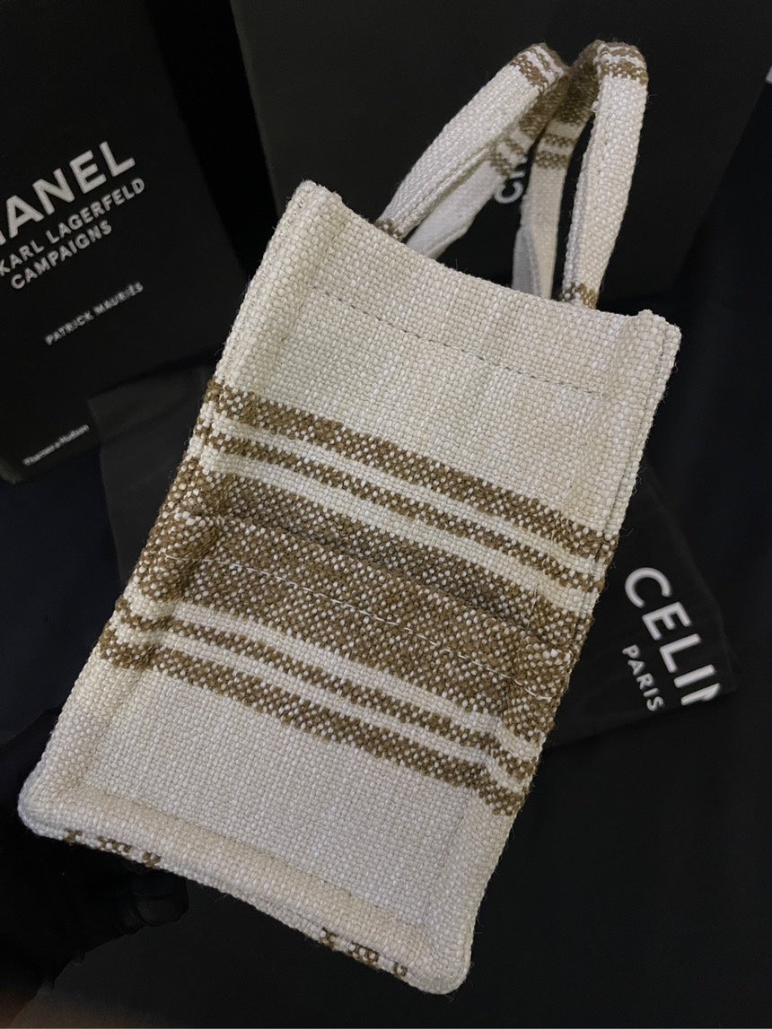 Luxury Tote Bag Brand New With Long Canvas Beige