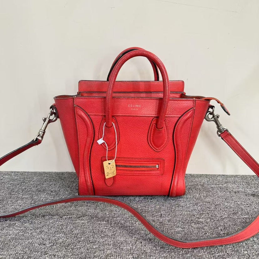 Luxury Luggage Nano Bag Sjz Satchel Leather Red Travel Bag