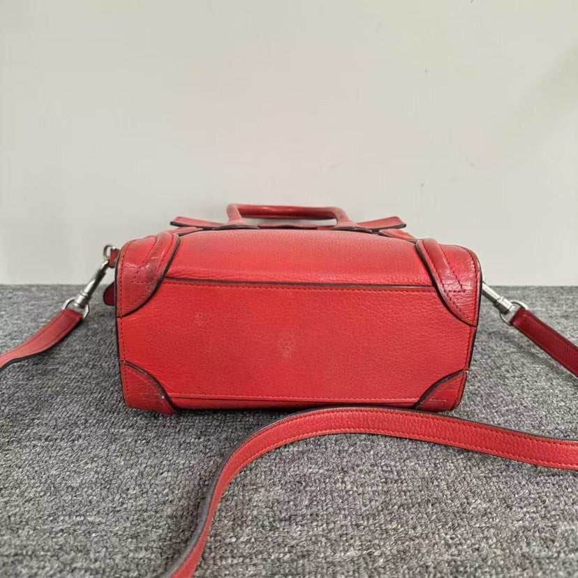 Luxury Luggage Nano Bag Sjz Satchel Leather Red Travel Bag
