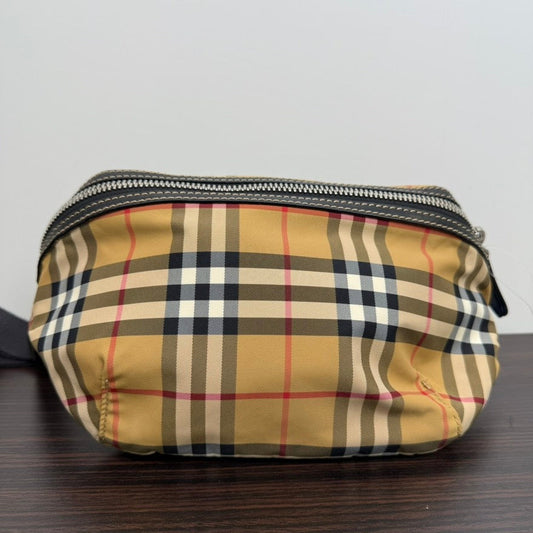 Burberry Luxury Plaid Bumbag Belt Bag Canvas Beige