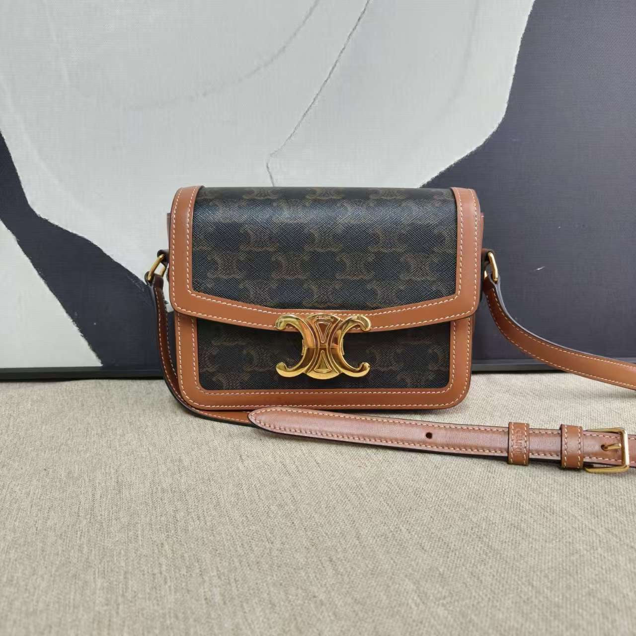Luxury Triomphe Teen Bag In Shoulder Bag Canvas Brown