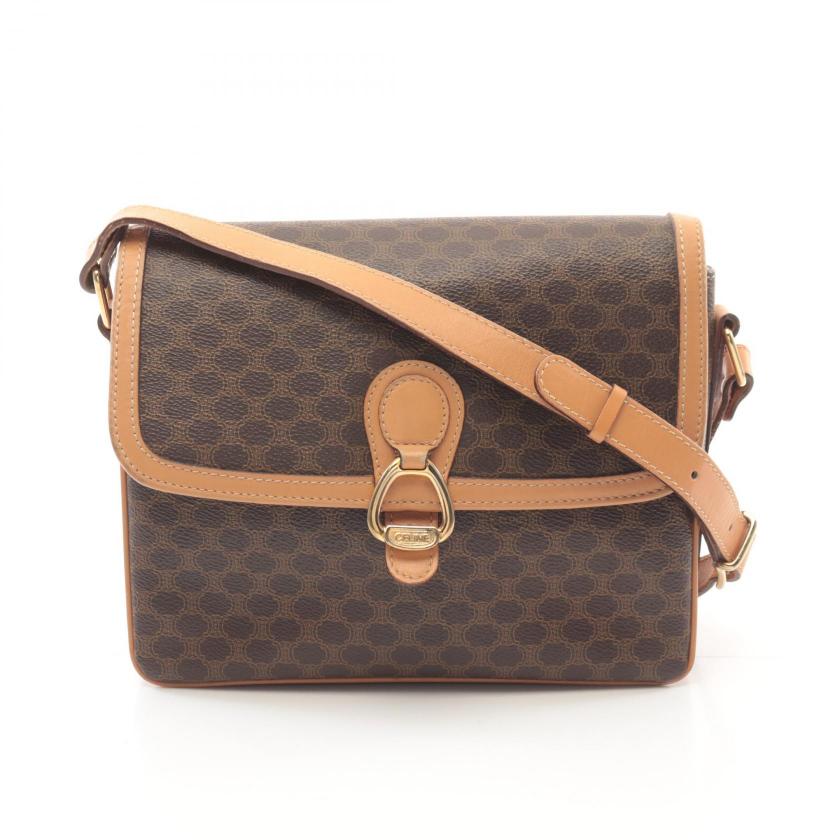 Luxury Macadam Shoulder Bag, Dark Light Pvc Leather Brown