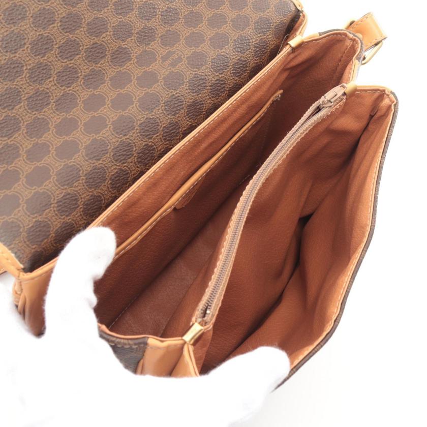 Luxury Macadam Shoulder Bag, Dark Light Pvc Leather Brown