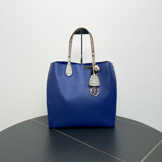 Dior Handbag Tote Bag - Designer Leather Blue