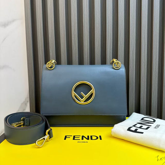 Fendi Handbag Kan I Shoulder Bag - Designer Blue
