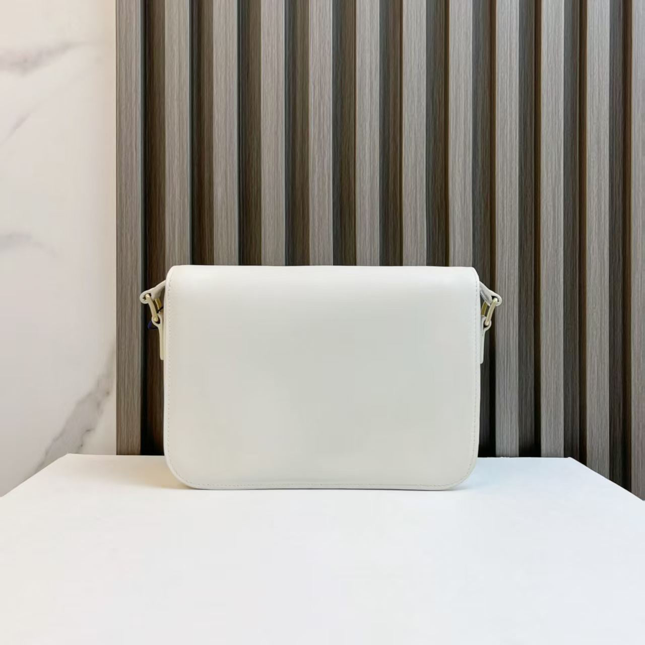 Luxury Triomphe Shoulder Bag In Leather White