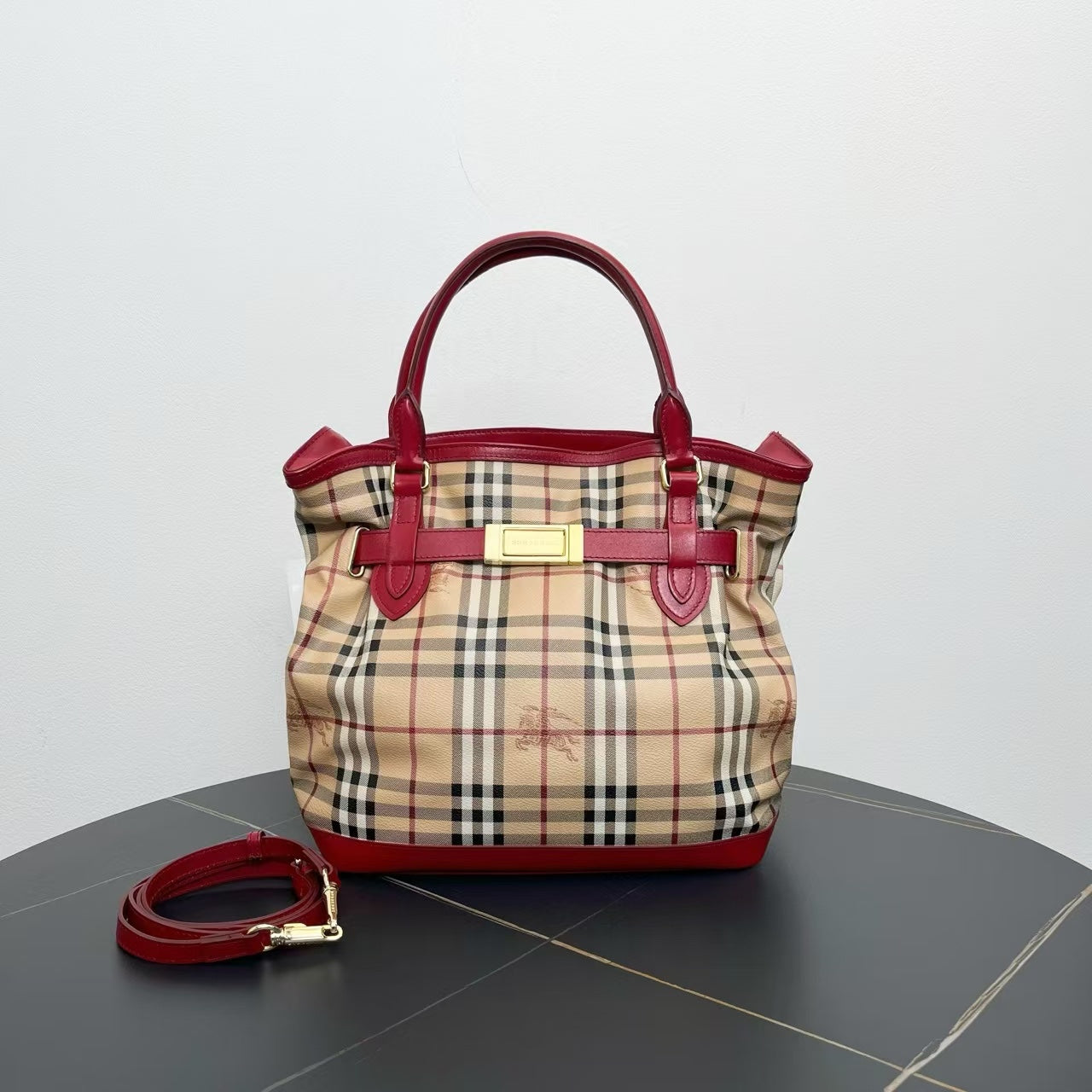 Burberry Luxury Two Way Plaid Shoulder Bag In Beige