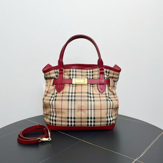 Burberry Luxury Two Way Plaid Shoulder Bag In Beige
