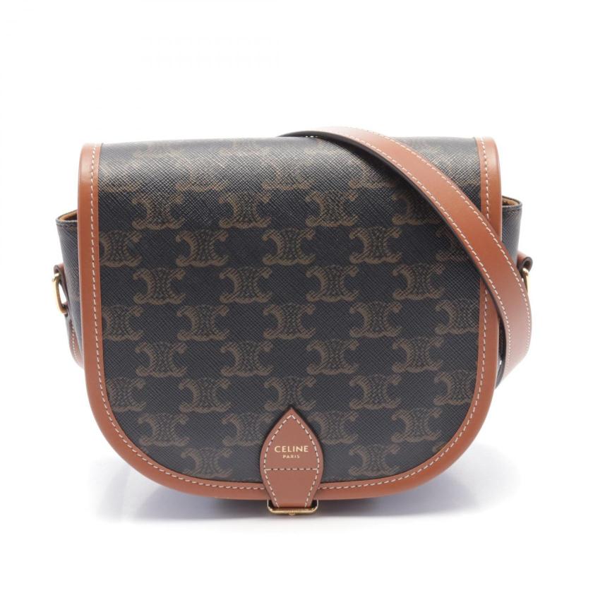 Luxury Falco Triomphe Shoulder Bag Pvc Dark Leather Brown