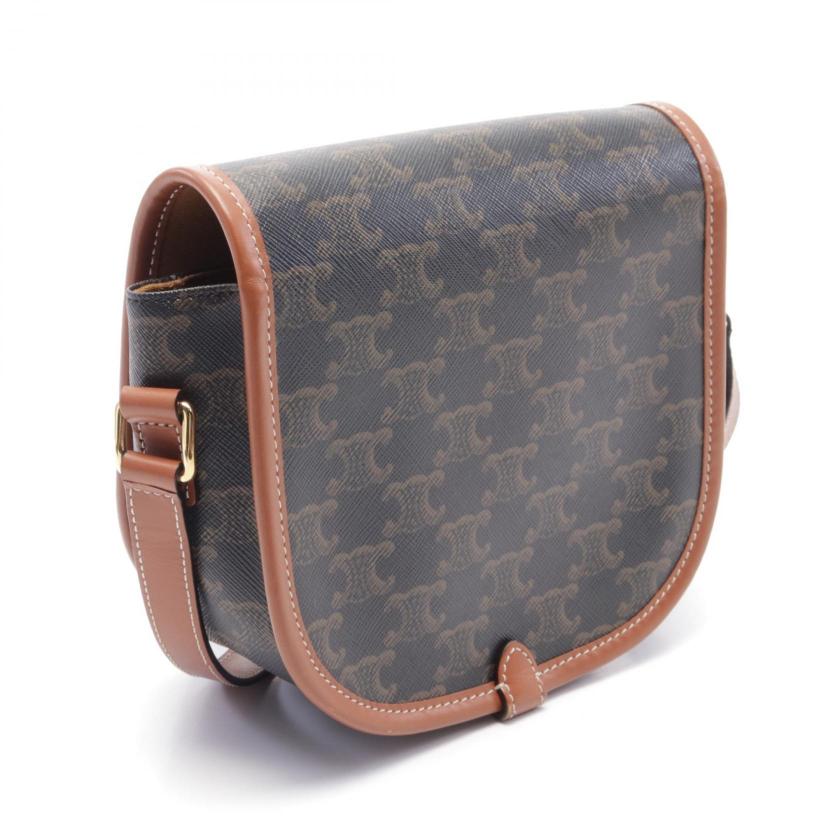 Luxury Falco Triomphe Shoulder Bag Pvc Dark Leather Brown