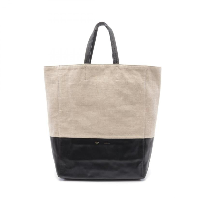 Luxury Vertical Hippopotamus Handbag Beige Bicolor Tote Leather Canvas Tote Bag