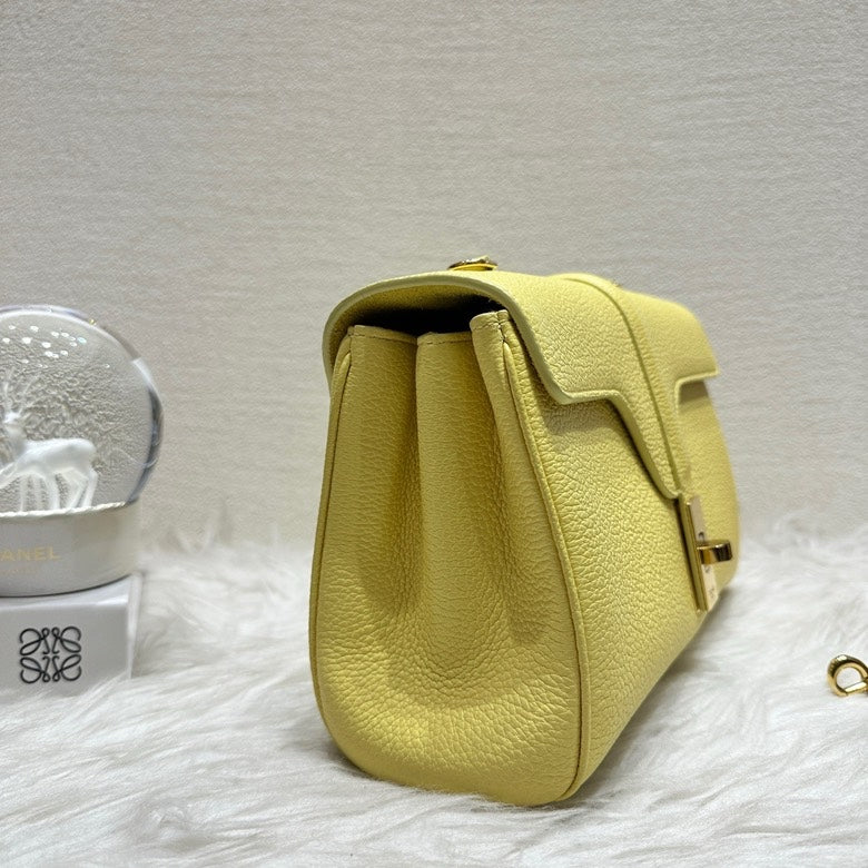 Luxury Teen Soft Yellow Satchel Bag Leather Travel Bag