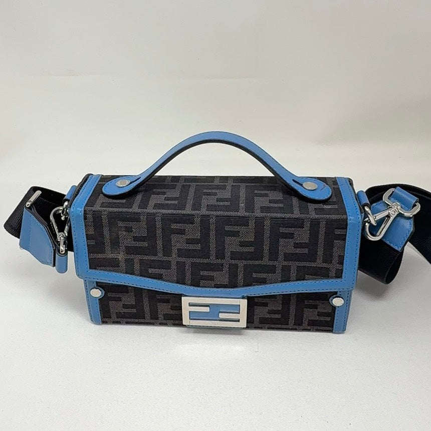 Baguette Cloth B23-64 Blue Shoulder Bag