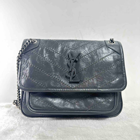 YSL Saint Laurent Shoulder Bag TT! Calfskin Niki Dark Grey Shoulder Cowskin Gray Grey Cowskin Shoulder