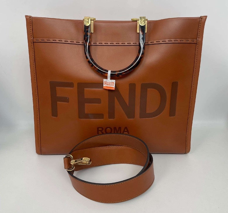 Fendi Handbag Roma Tote Bag Leather Brown
