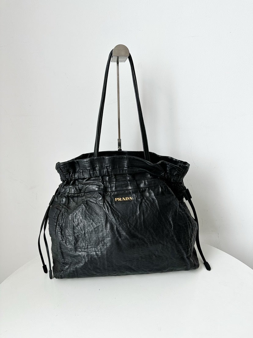Prada Handbag Bag 33x29cm Leather Black