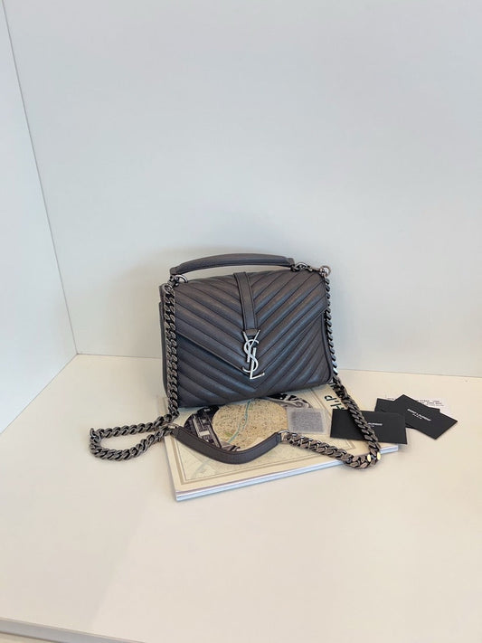 YSL Saint Laurent Bag College 23x17x5cm Gray Mini Mini Bag
