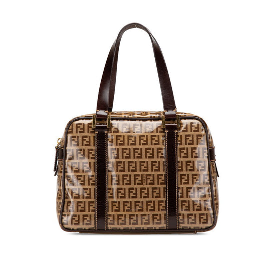 Fendi Zucchino Enamel Handbag Canvas Travel Bag