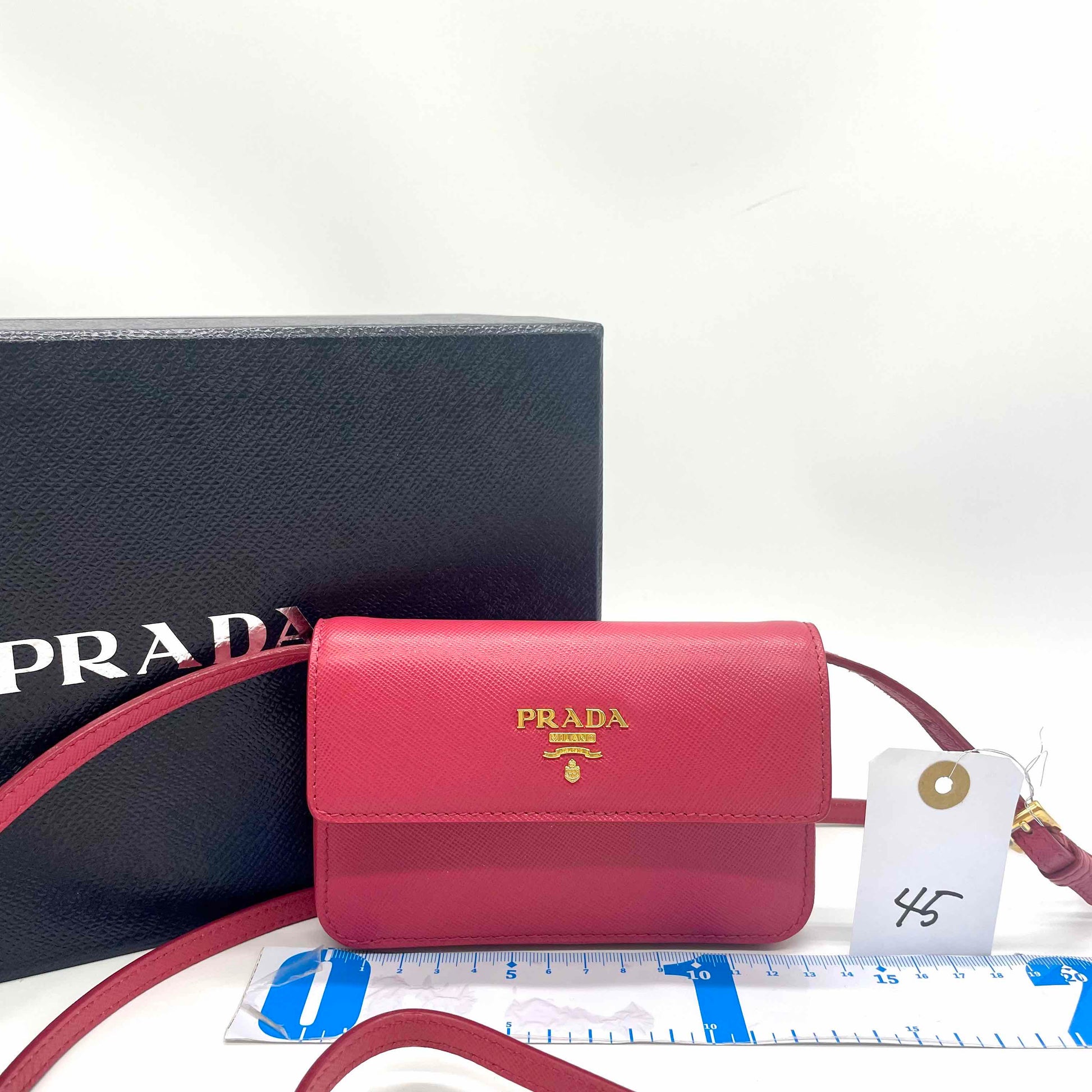 Prada Clutch Crossbody Bag Leather Saffiano Pink Clutch Bag