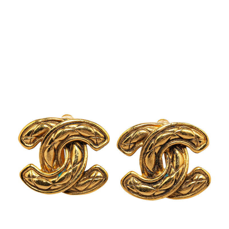 Chanel Gold-Plated Coco Mark Mini Matelassé Earrings Jewelry