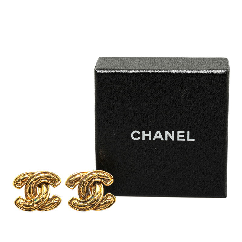 Chanel Gold-Plated Coco Mark Mini Matelassé Earrings Jewelry
