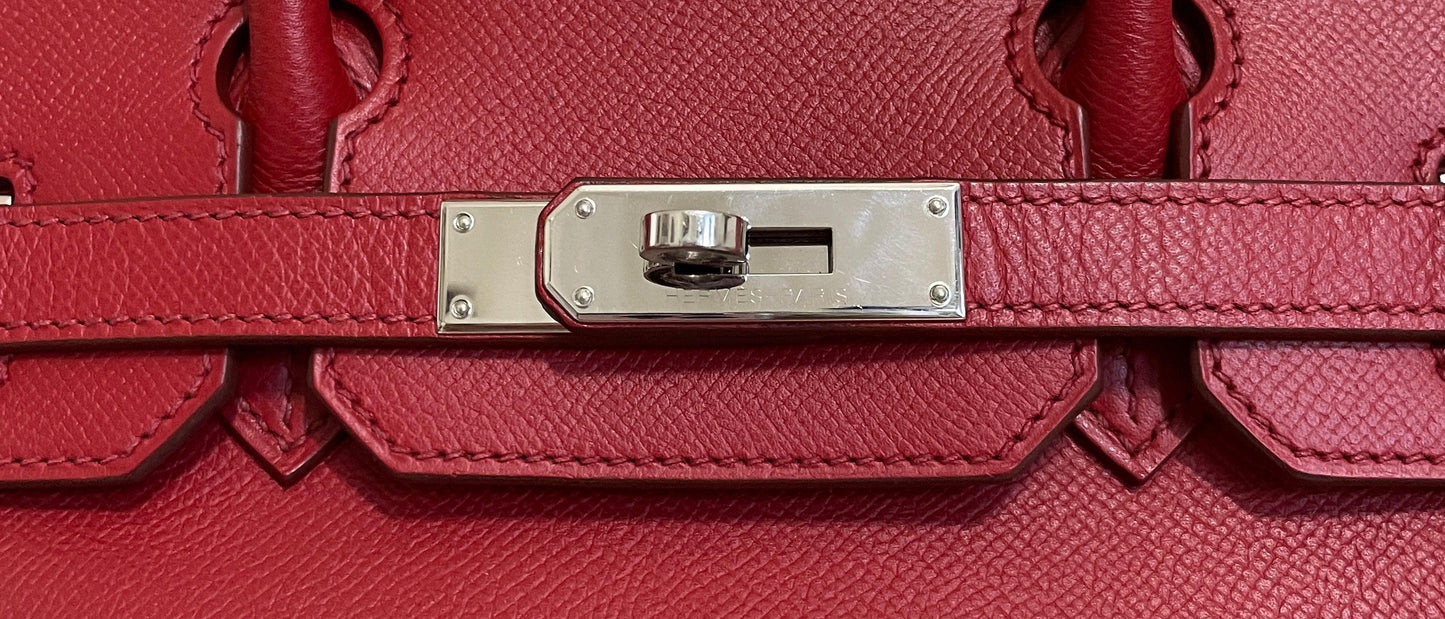 Hermes Luxury Cm Rouge Garance Epsom Birkin With Travel Bag