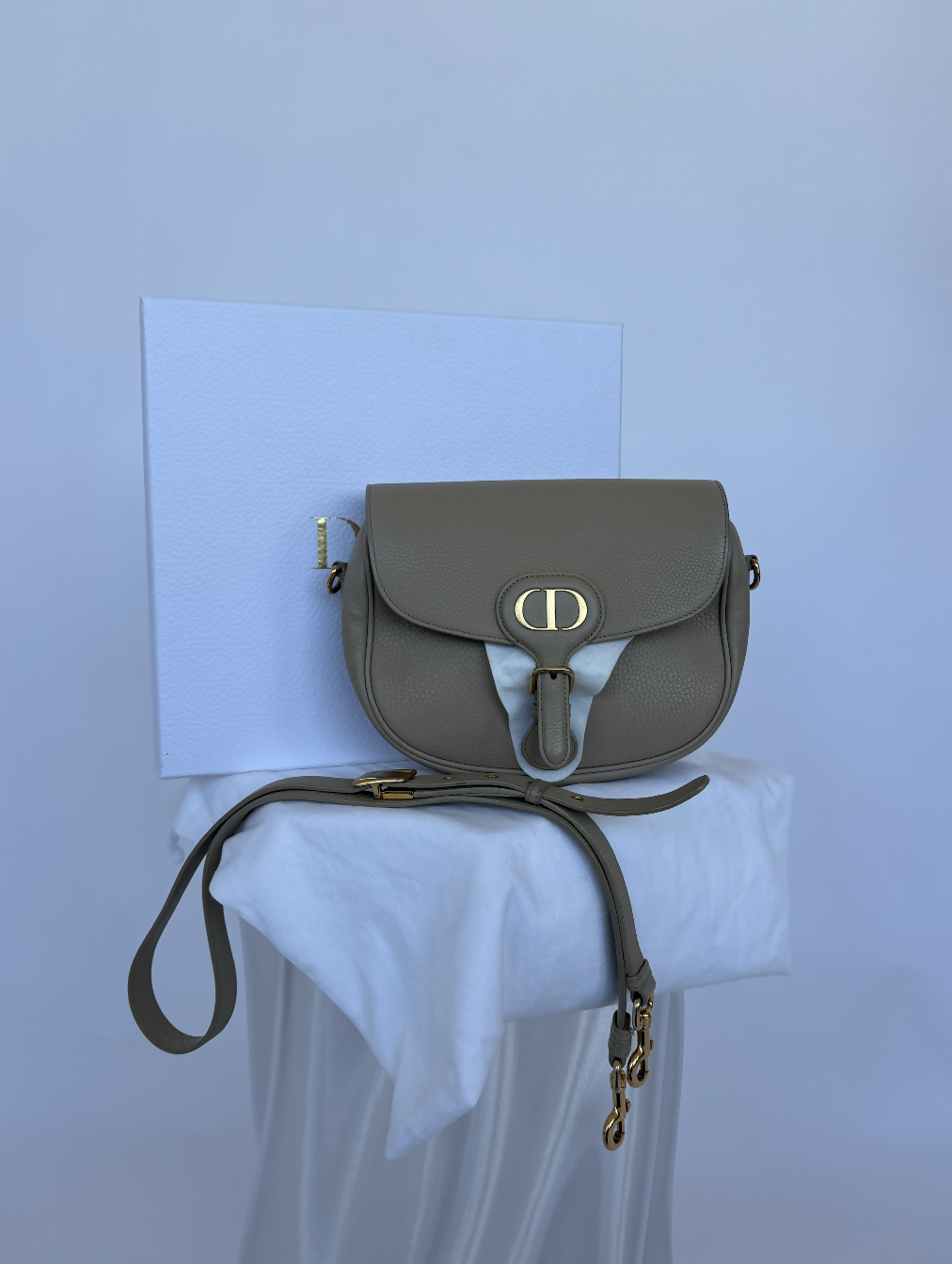 Dior Handbag Bobby Shoulder Bag - Full Set Leather Beige Medium