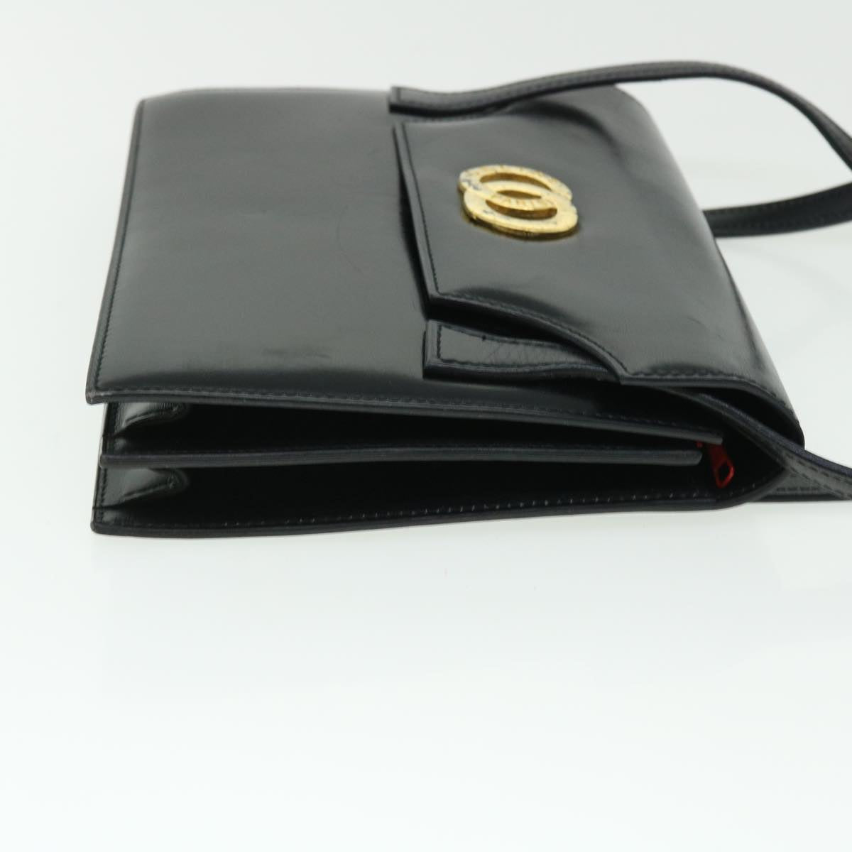 Luxury Circle Shoulder Bag Rd Leather Black