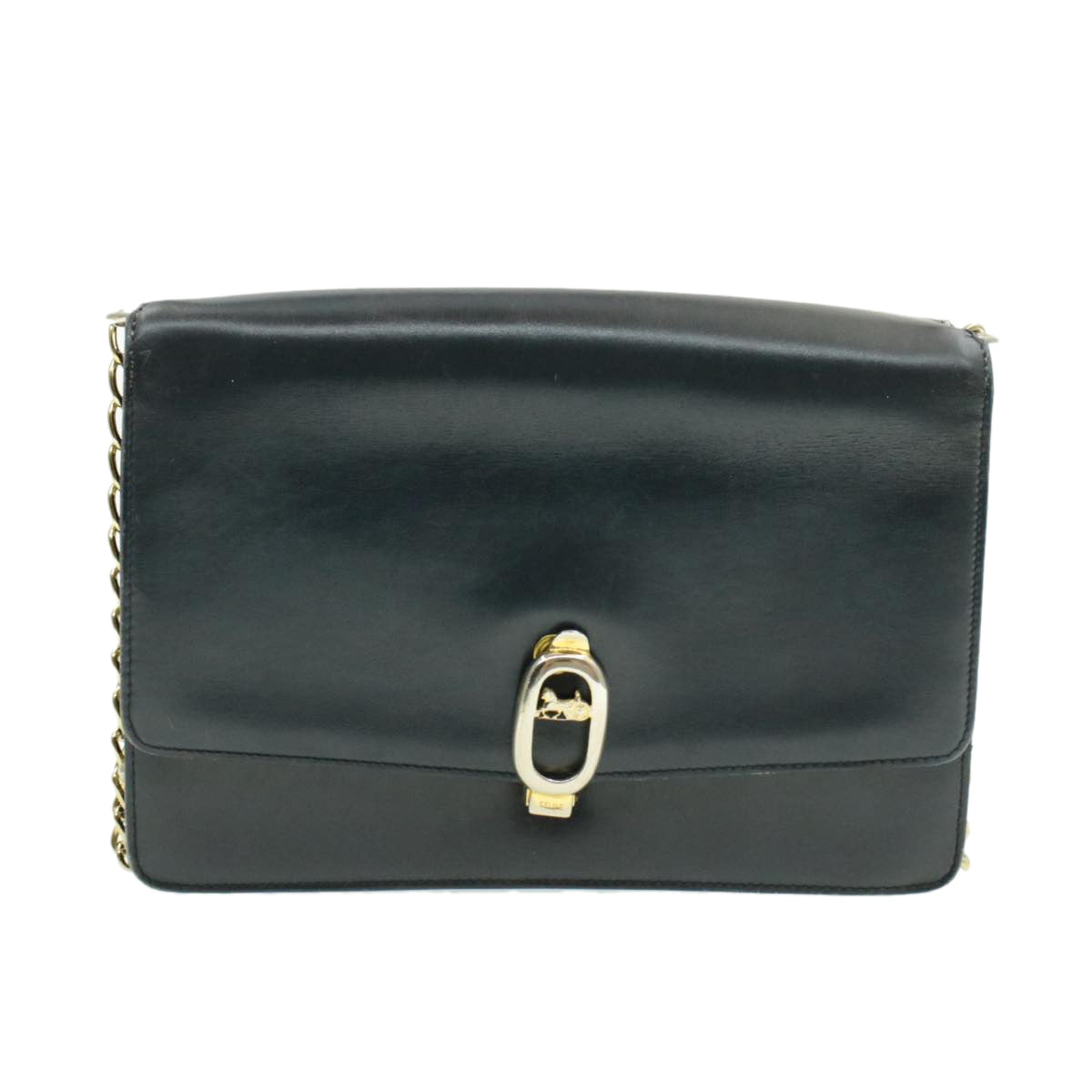 Luxury Horse Carriage Shoulder Bag Navy Rd Leather Chain