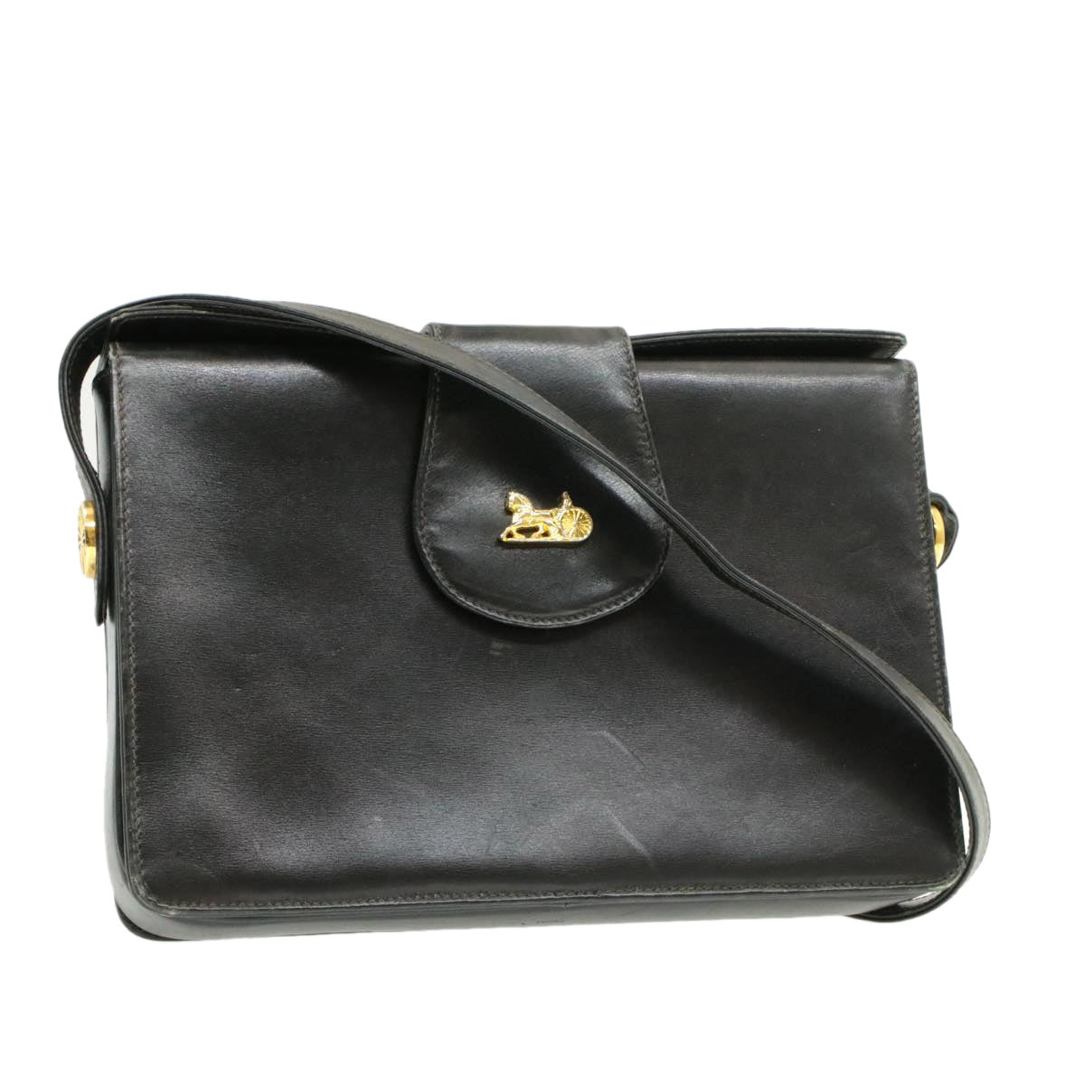 Luxury Horse Carriage Shoulder Bag Rd Leather Black