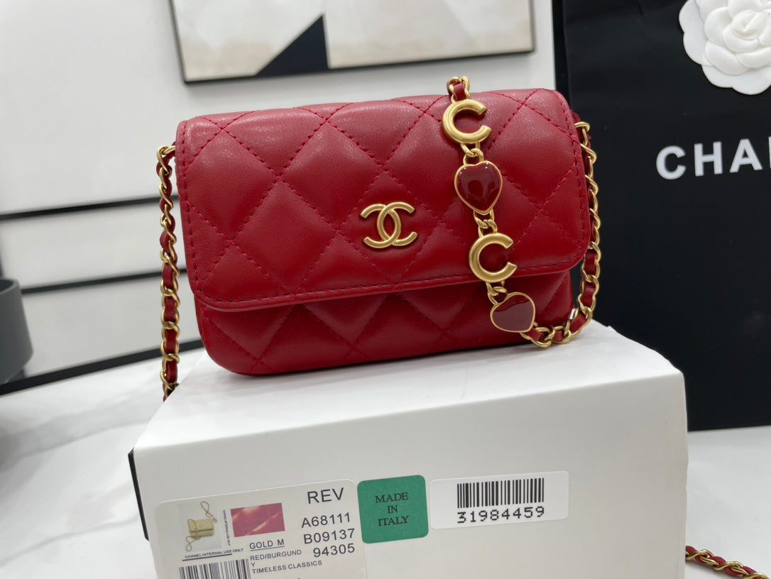 CHLMini , ’s 7.5in 19cm Red Flap Mini Bag