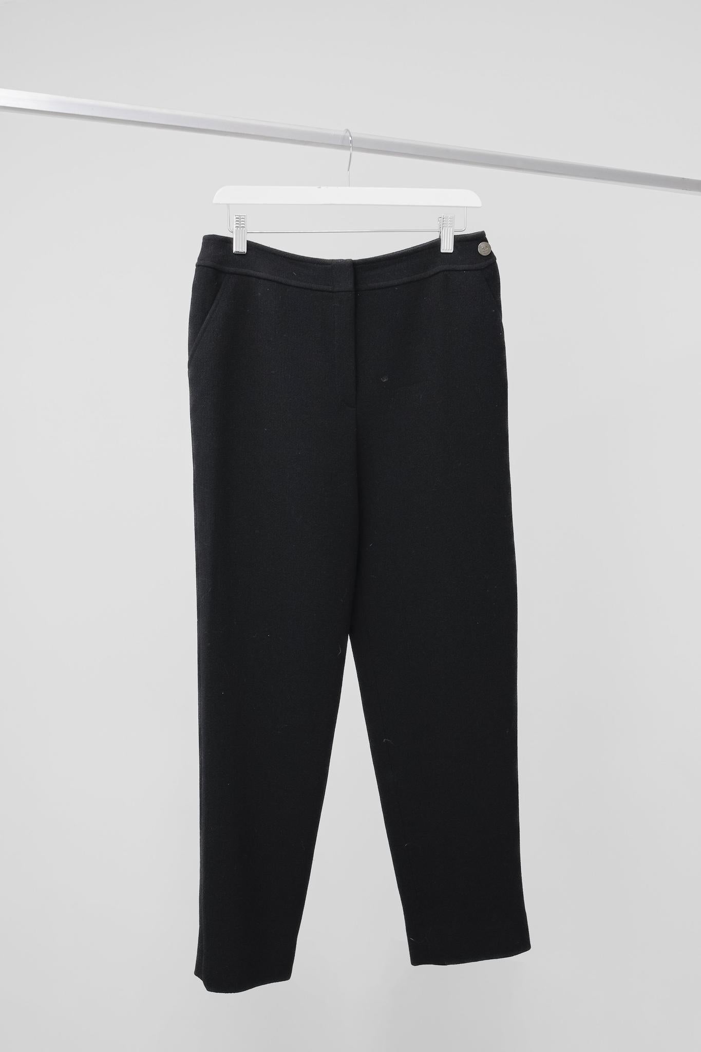 Chanel Black Wool Crepe Tro rs Accessory