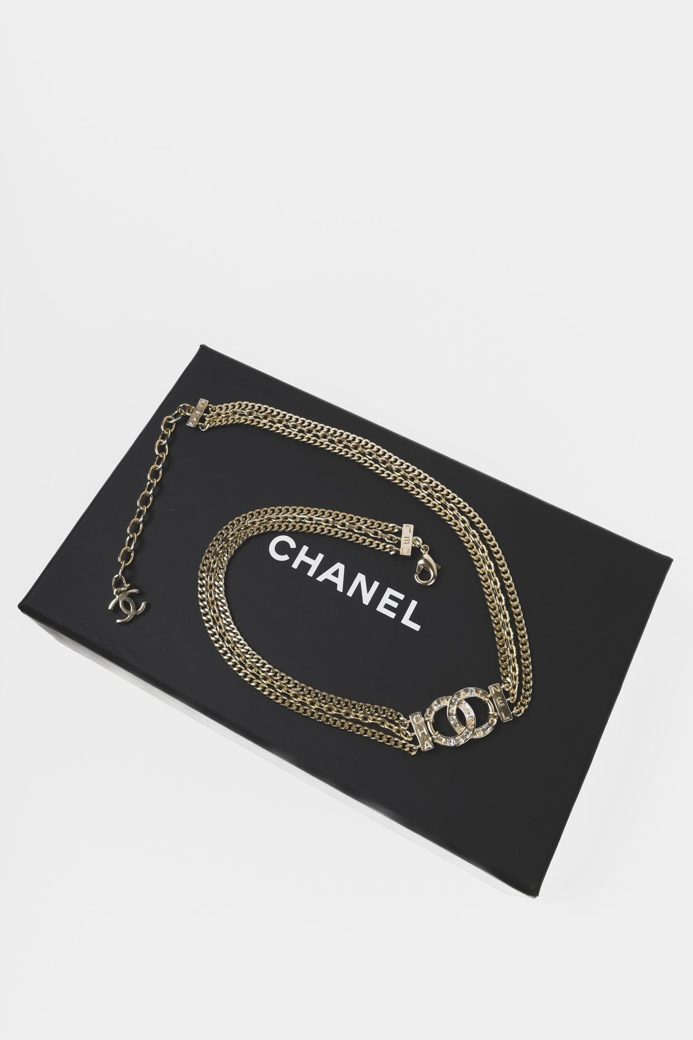Chanel Light Gold CC Triple Chain Choker