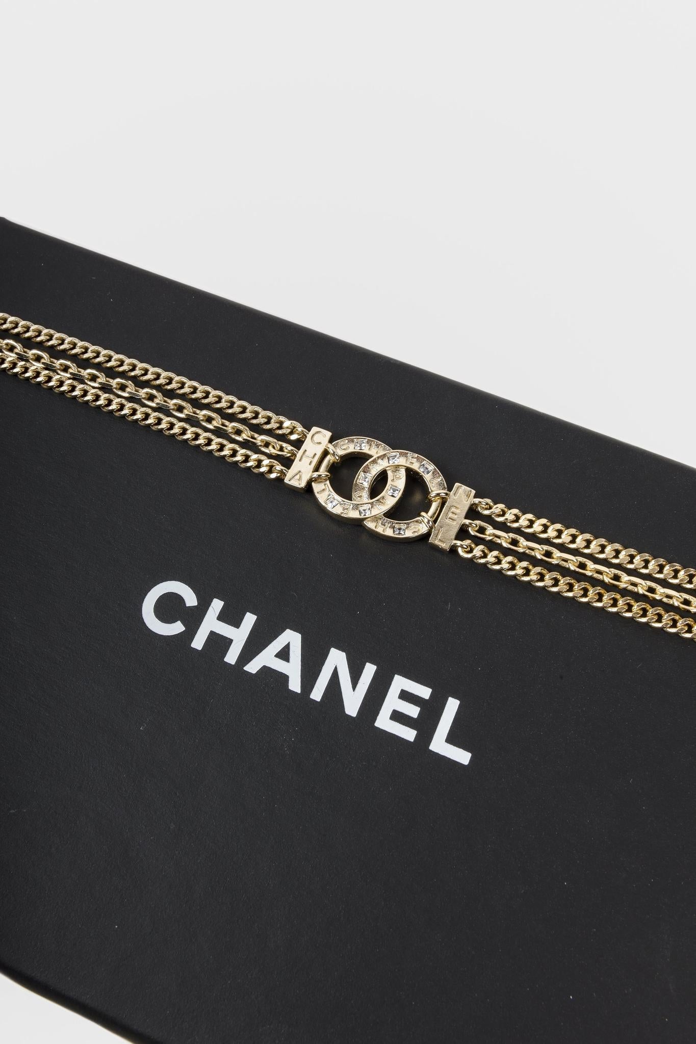 Chanel Light Gold CC Triple Chain Choker