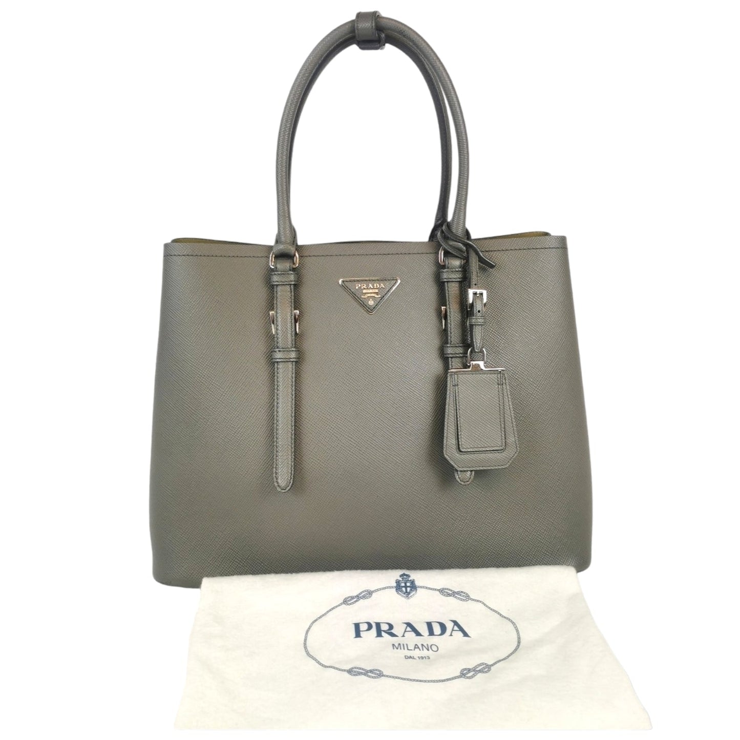 Prada Double Tote Bag Saffiano Gray