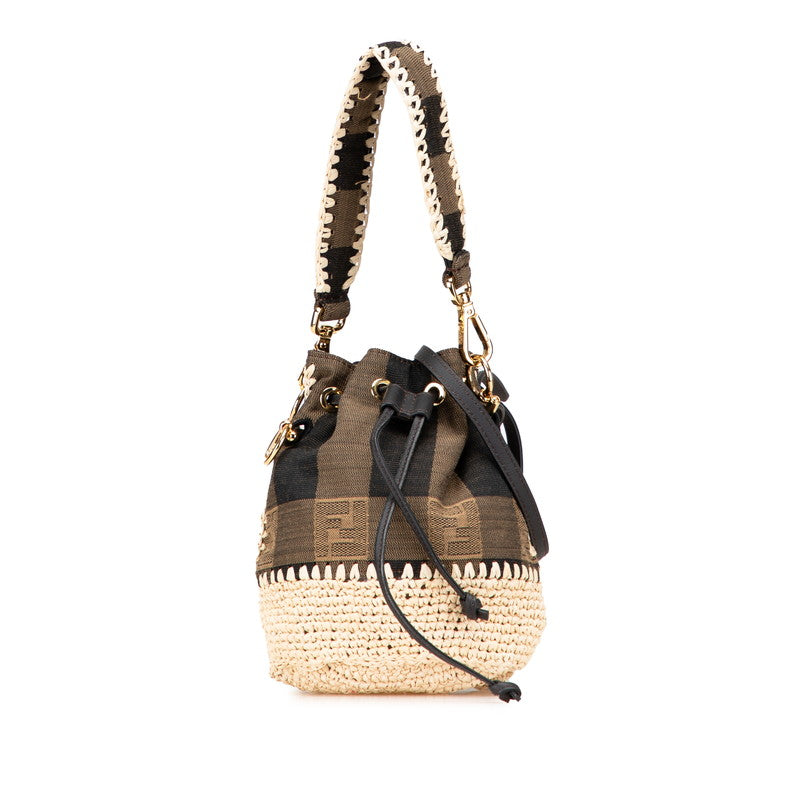 Fendi Mon Tresor Pequin 2Way Bag Canvas Raffia Travel Bag