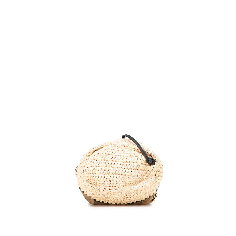 Fendi Mon Tresor Pequin 2Way Bag Canvas Raffia Travel Bag