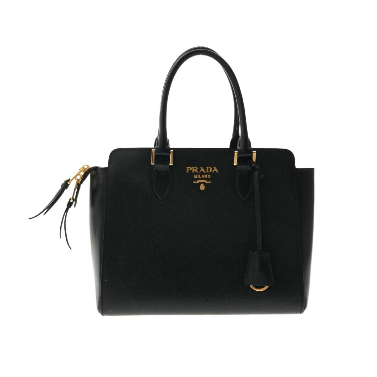 Prada Calf Handbag Saffiano Black Tote Bag