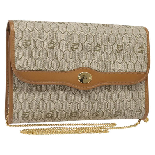 Dior Crossbody Bag Christian Honeycomb Coated Bag Canvas Beige Flap