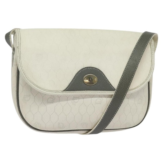 Dior Crossbody Bag Christian Honeycomb Coated Bag Canvas White Flap