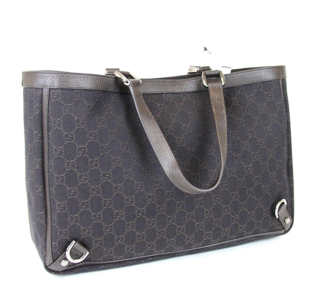 Gucci New Ring Abbey Tote Bag Handbag Denim Brown Jewelry