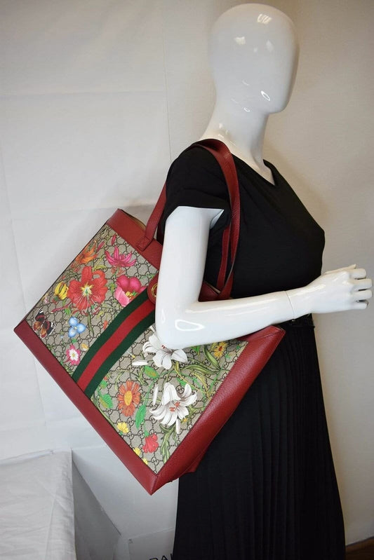Gucci Ophidia Flora Tote Bag Red Medium Shoulder Bag