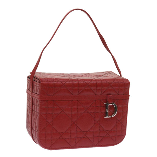 Dior Clutch Bag Christian Vanity Cosmetic Pouch Cannage Clutche Leather Red