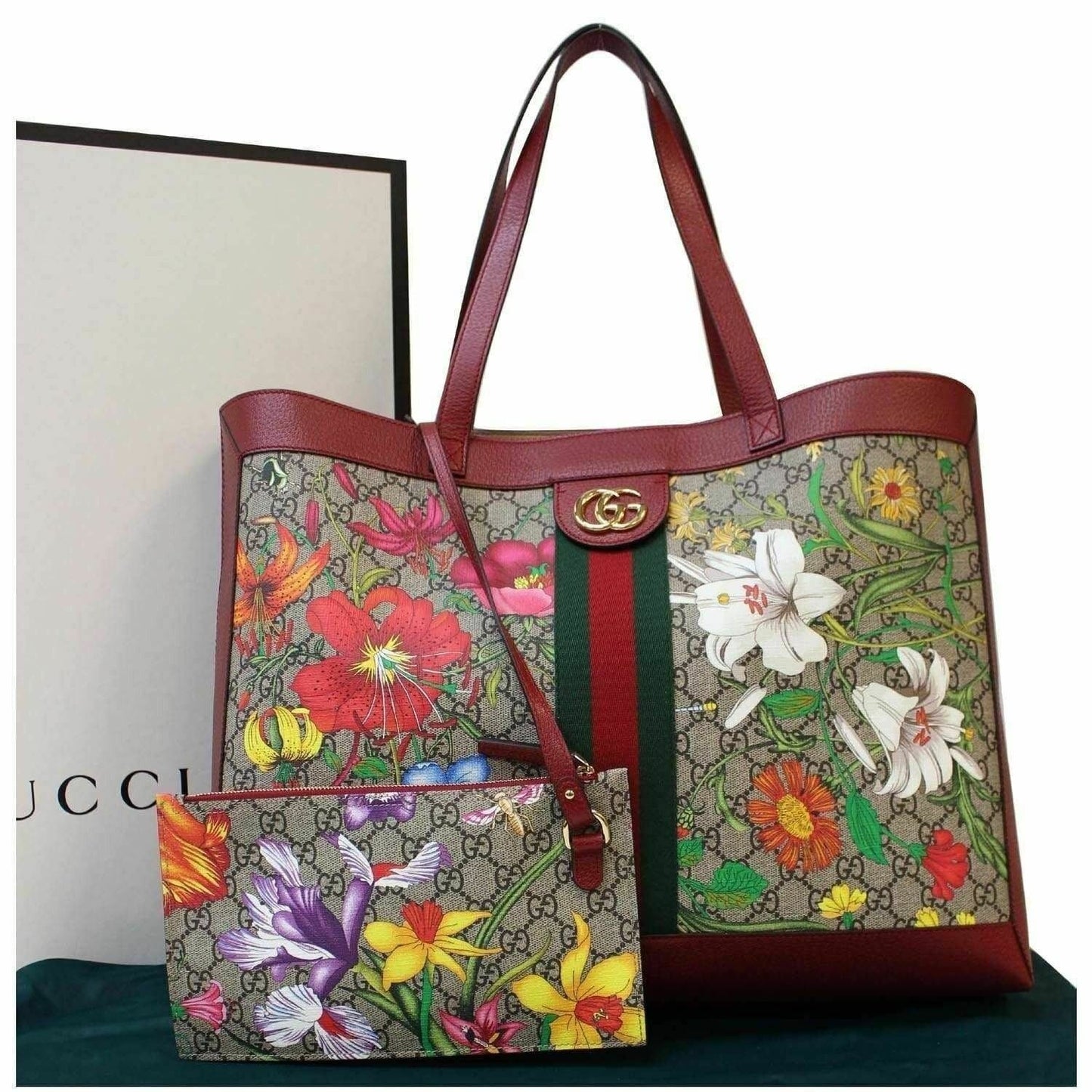 Gucci Ophidia Flora Tote Bag Red Medium Shoulder Bag