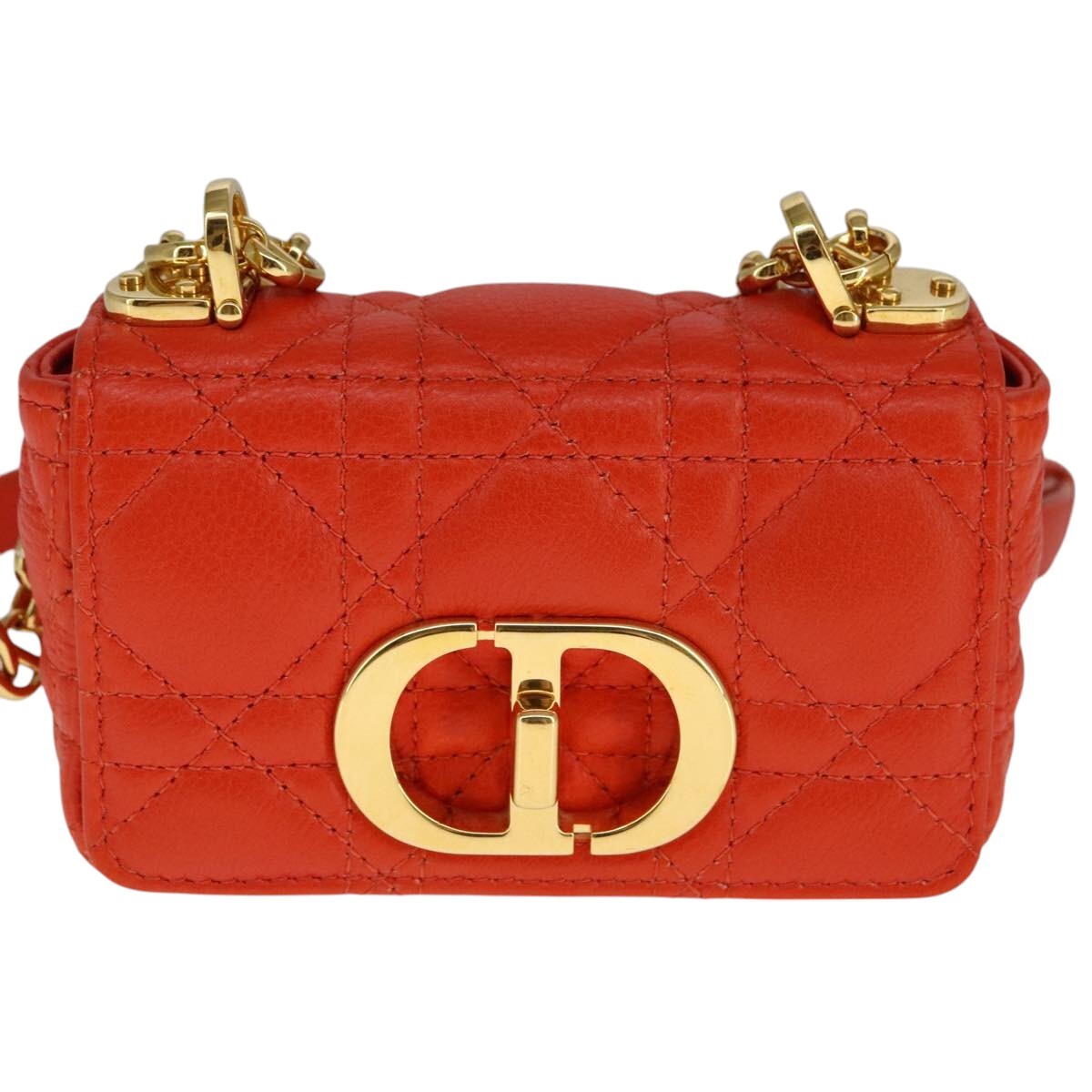 Dior Handbag Christian Caro Bag Cannage Quilt Calfskin Bag Leather Orange